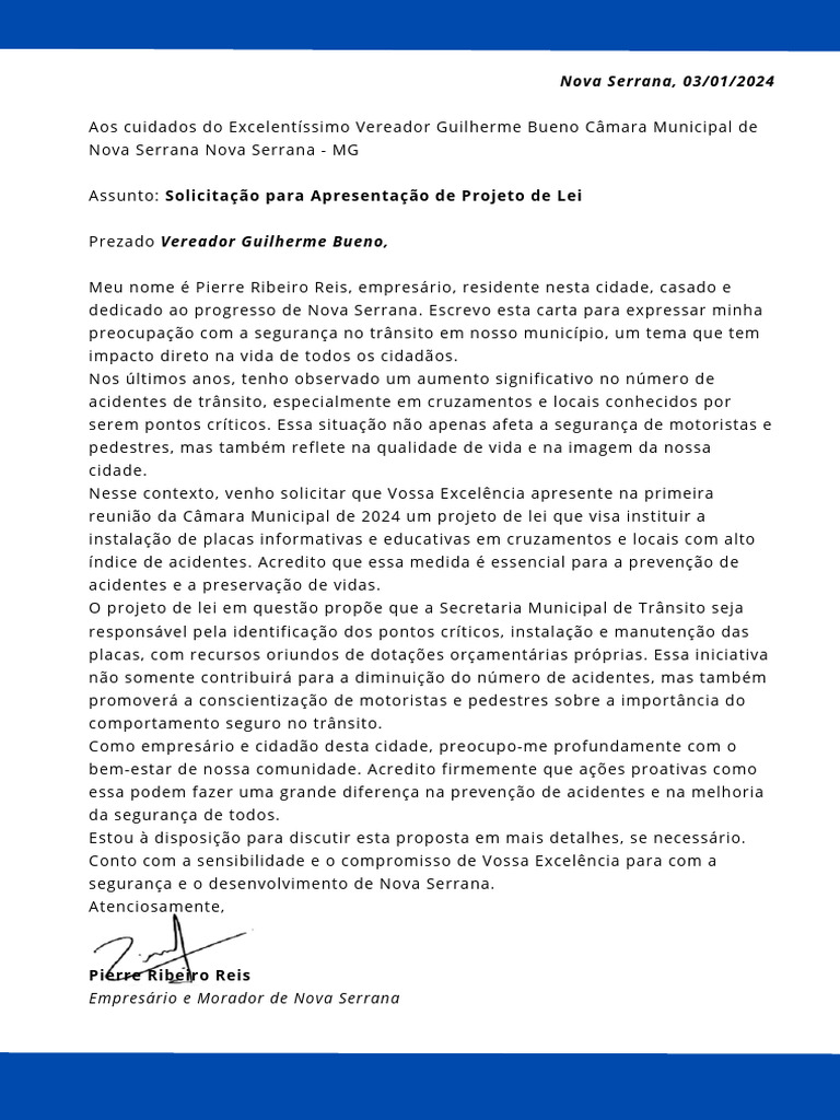 Projeto de Lei para Segurança no Trânsito | PDF | Tráfego | Vereador