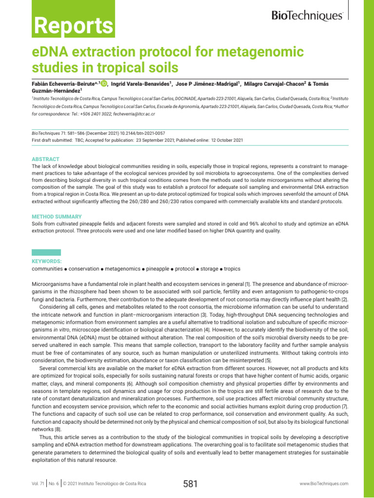eDNA Extraction Protocol for Tropical Soils | PDF | 16 S Ribosomal Rna ...