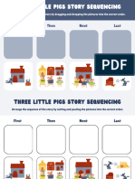 Three Little Pigs Story Sequencing Digital and Printable Worksheet in Blue White Illustrative Style