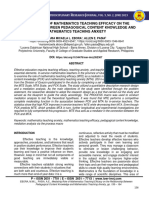 Mediating Role of Mathematics Teaching Efficacy On The Relationship Between Pedagogical Content Knowledge and Mathematics Teaching Anxiety