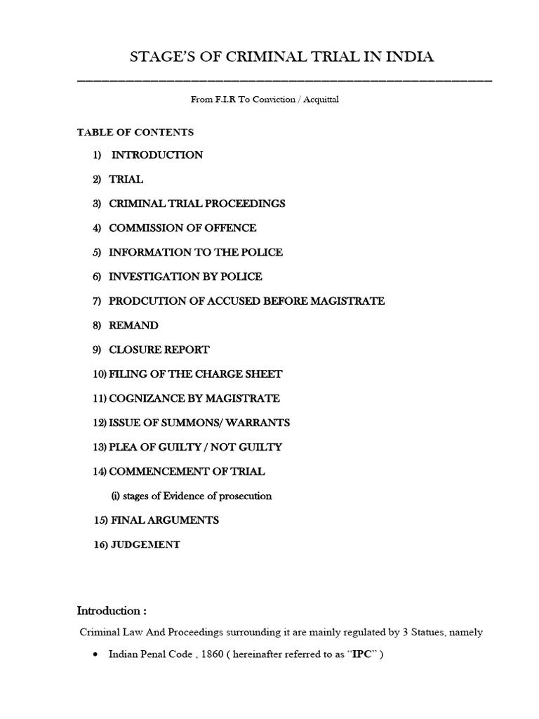 Stages of Criminal Trial in India | PDF | Law