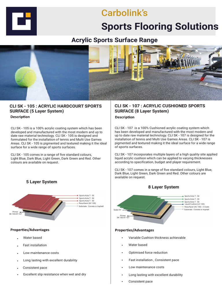 Acrylic Sports Floor Brochure | PDF | Acrylic Paint | Coating