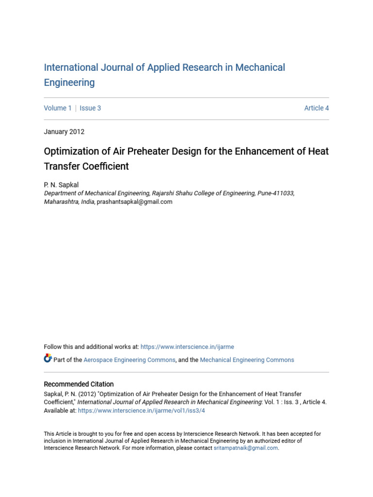 Optimization of Air Preheater Design For | PDF | Boiler | Thermodynamics