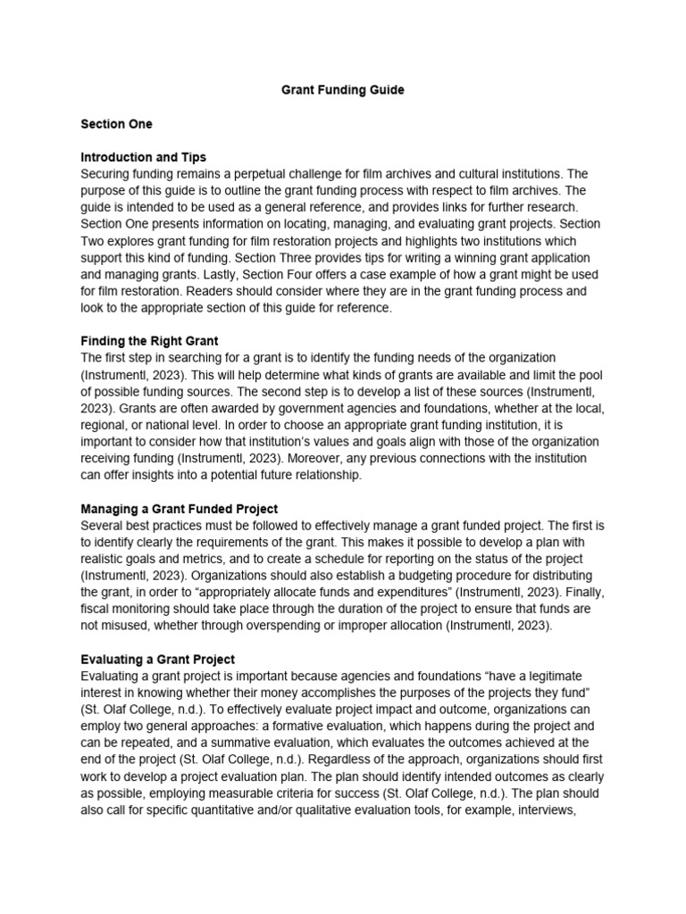 Film Archives Grant Funding Guide | PDF