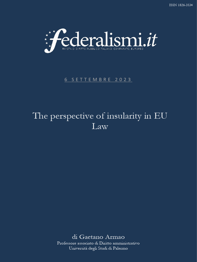 Insularity in EU Law: Key Developments | PDF | Science & Mathematics