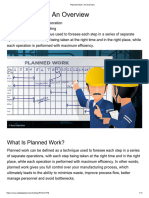 Planned Work - An Overview