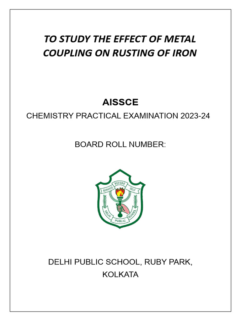 TO STUDY THE EFFECT OF METAL COUPLING ON RUSTING OF IRON PDF