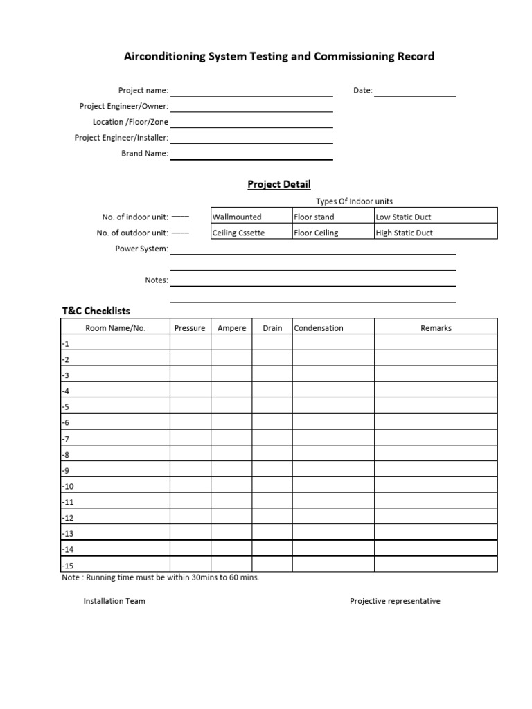 HVAC Testing and Commissioning Checklist | PDF