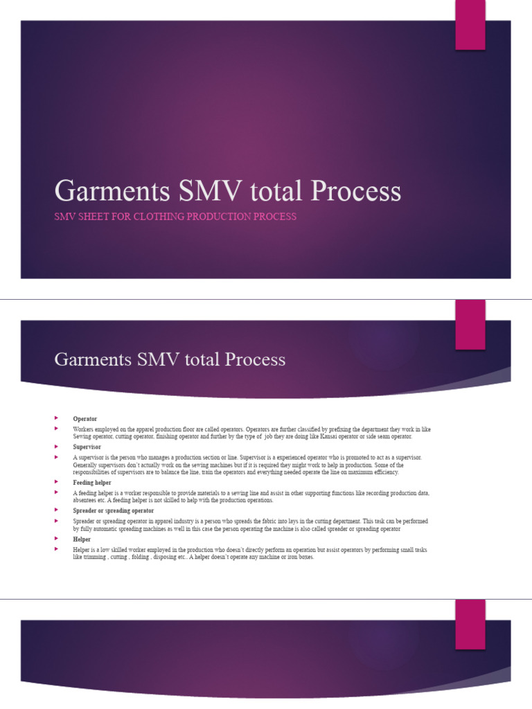 Understanding SMV in Garment Production | PDF | Sewing | Clothing