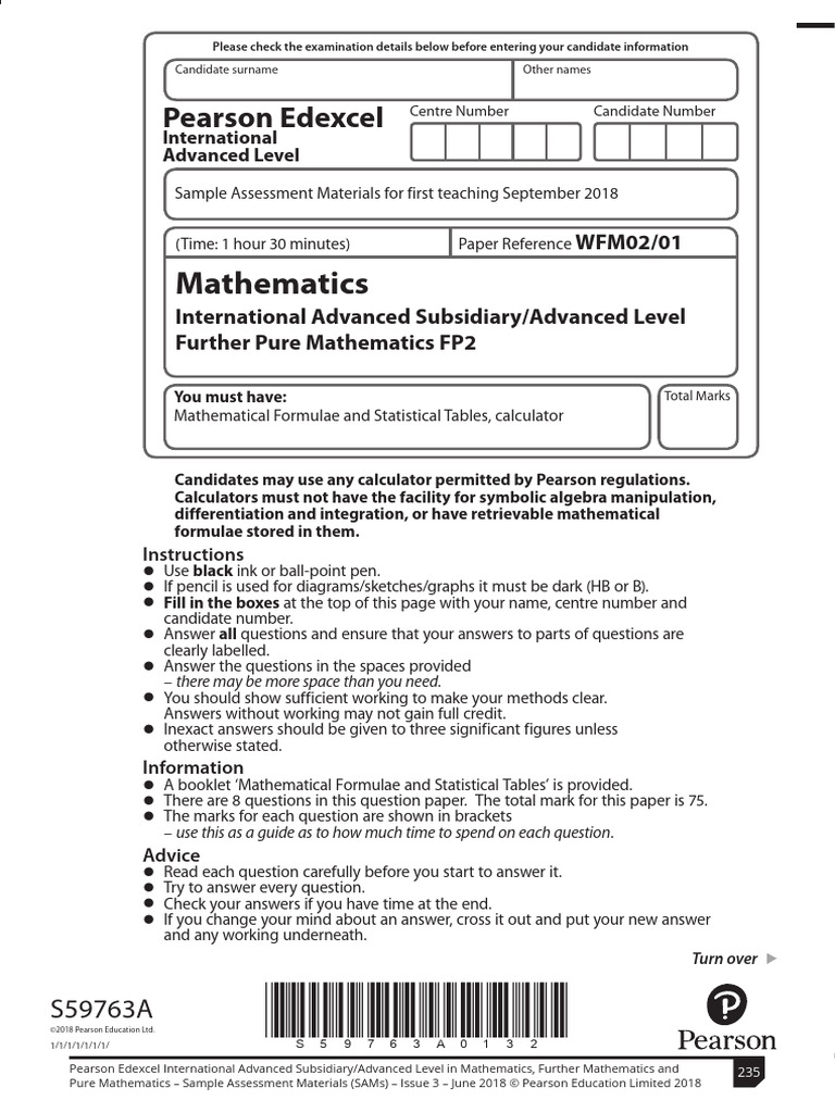 Further Pure Mathematics FP2 Exam Guide | PDF | Mathematics