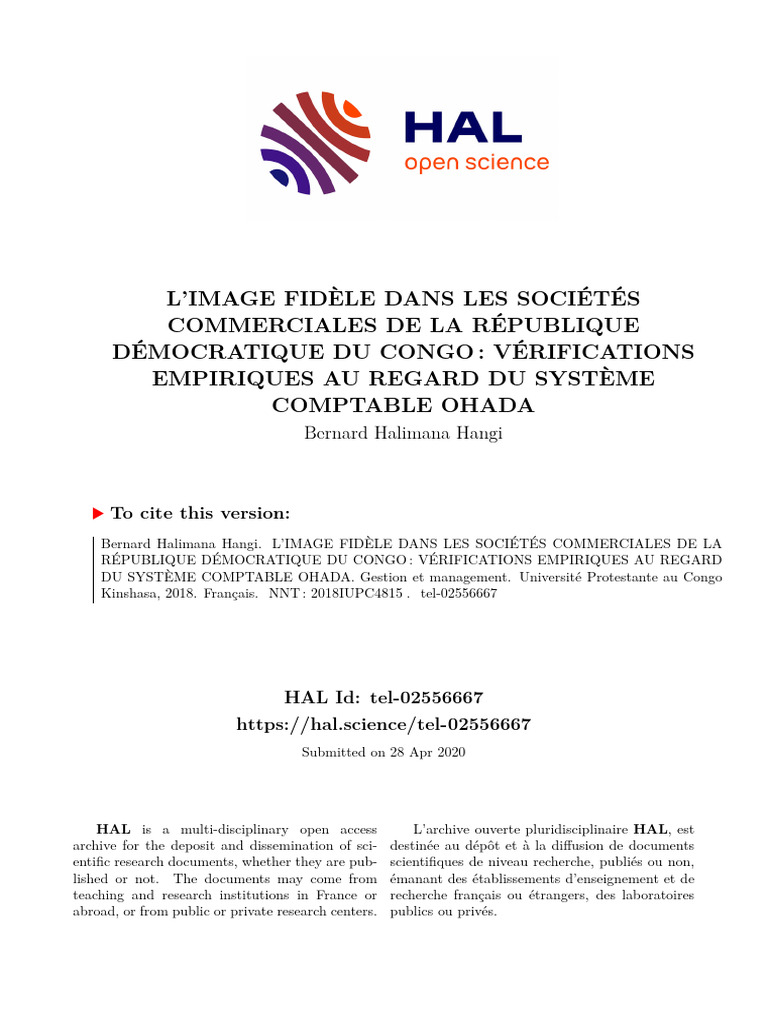 Thèse Bernard HANGI Défendue À l'UPC Kin | PDF