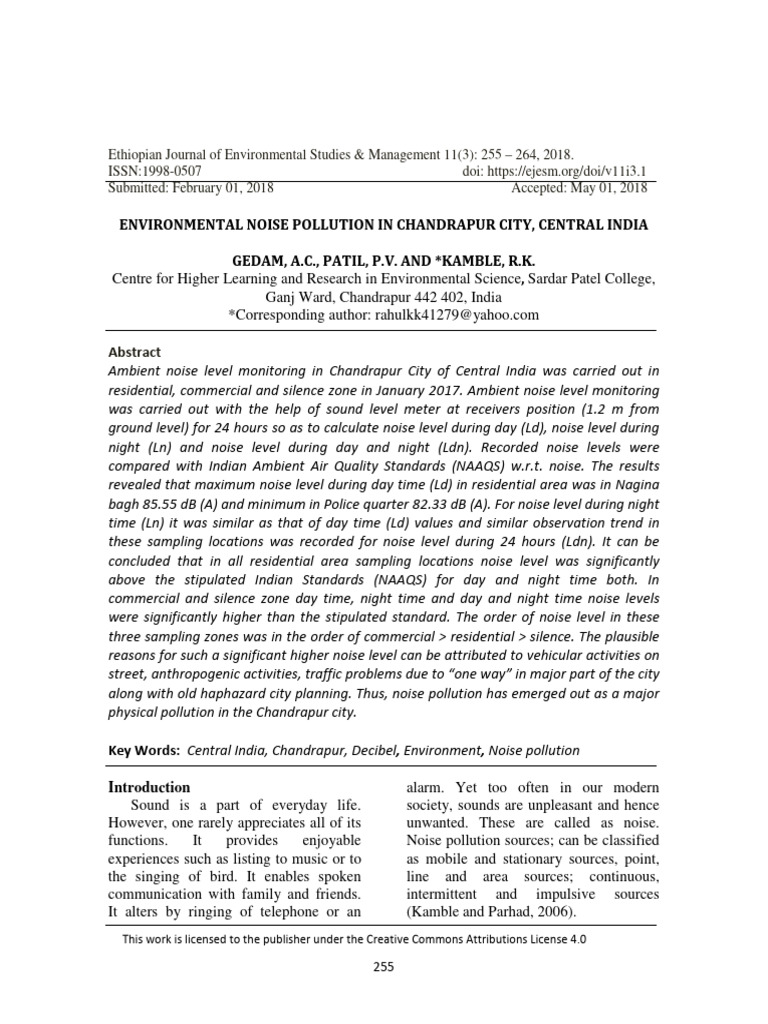 Environmental Noise Pollution Pdf Sound Noise