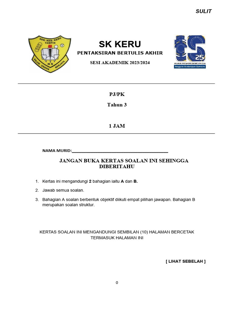 PENTAKSIRAN PJPK TAHUN 3 2023 | PDF