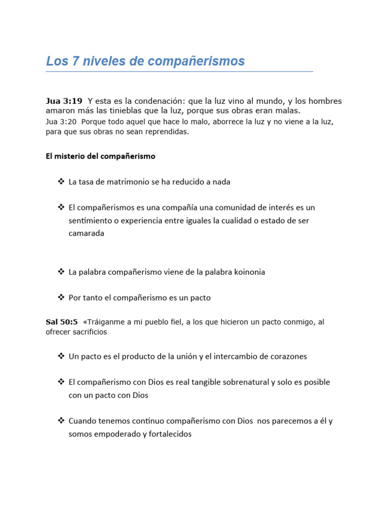 Los 7 Niveles de Compañerismos | PDF | eucaristía | Cristo (título)
