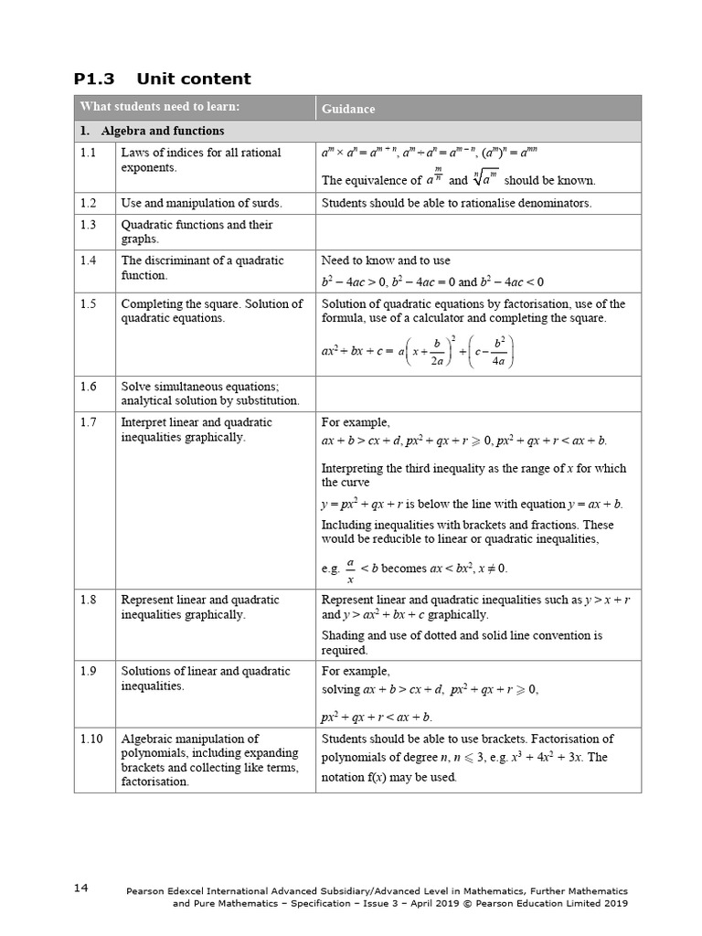 Edexcel As Maths Spec