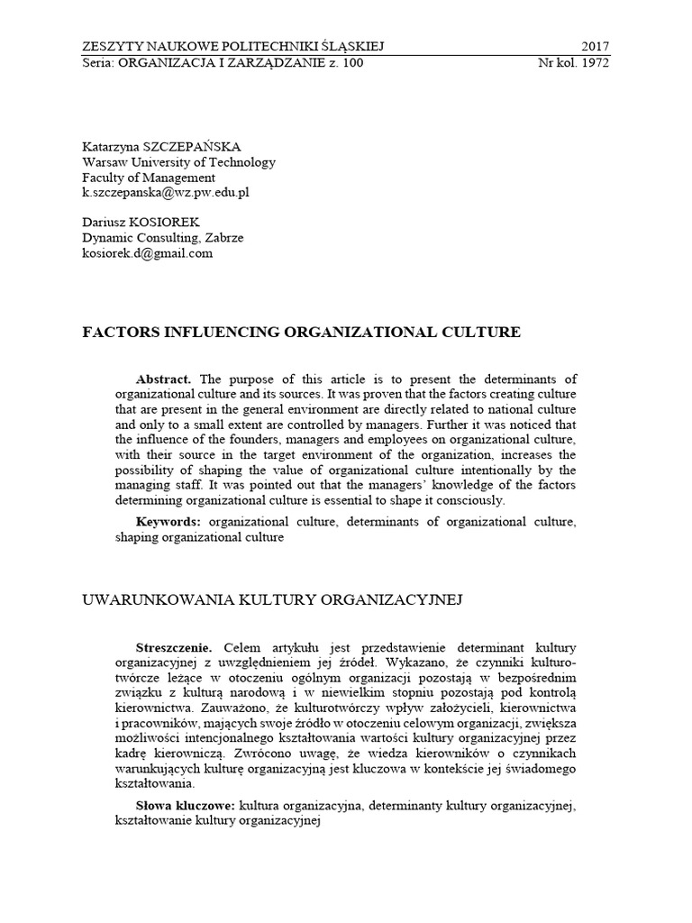 Factors Influencing Organizational | PDF