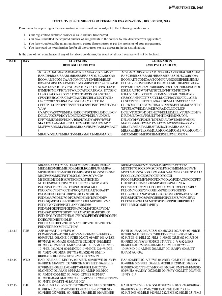 Alpha Date Sheet | PDF | Technology & Engineering
