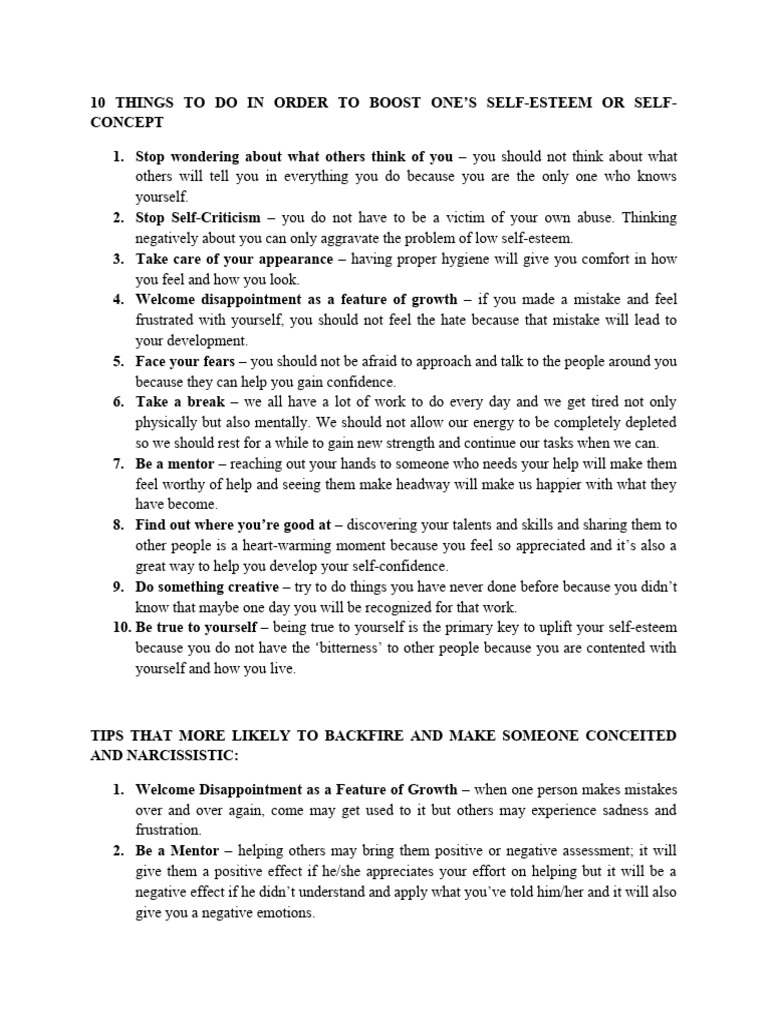 Boost Your Self-Esteem: 10 Tips | PDF | Self-Improvement