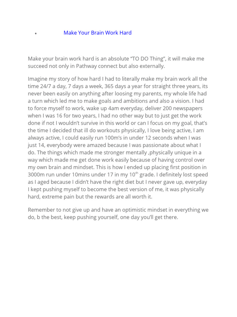 Make Your Brain Work Hard | PDF | Self-Improvement