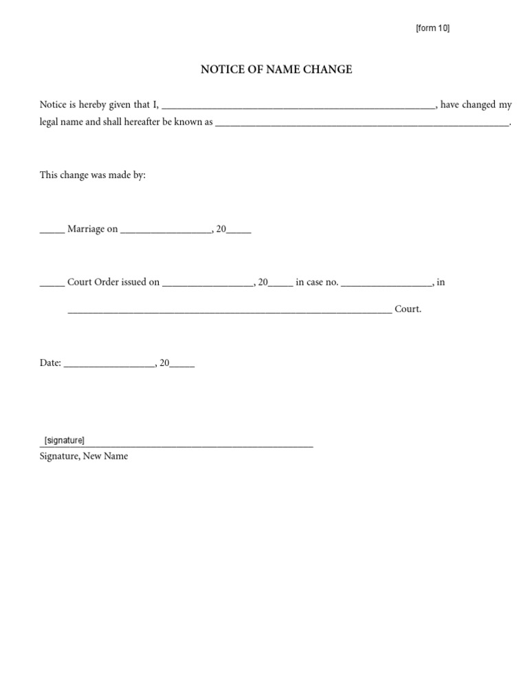 Legal Name Change Notice Form | PDF