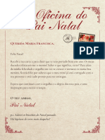 Carta de Pai Natal A Vermelho e Castanho Com Papel Vintage