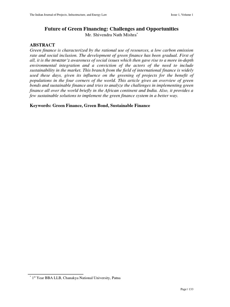 12 future of green financing challenges and opportunities pdf
