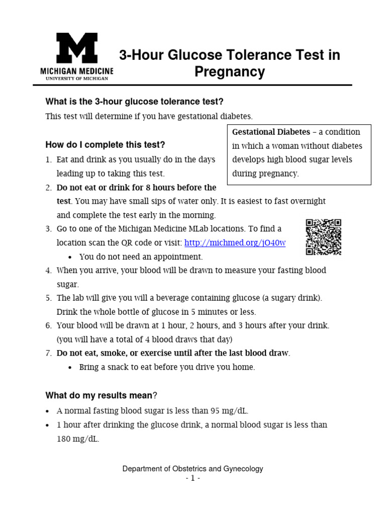 Reference Range For 3 Hour Glucose Test
