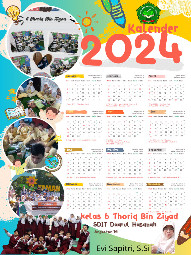Kuning Putih Ceria Maksimalis Kalender Dinding 2024 Instansi Sekolah