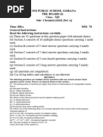 Class 12 Chemistry Sample Paper 