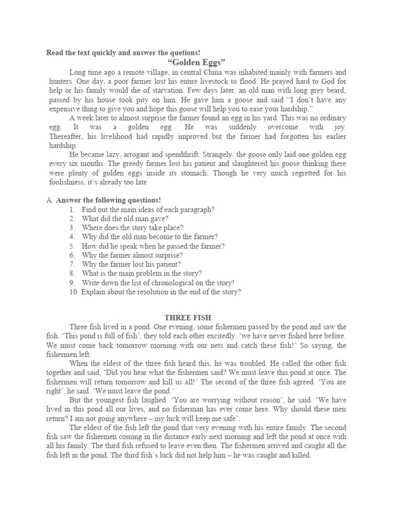 Narrative Text Exercise | PDF