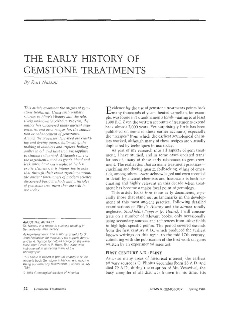 The Early History of Gemstone Treatments | PDF | Gemstone | Jewellery ...