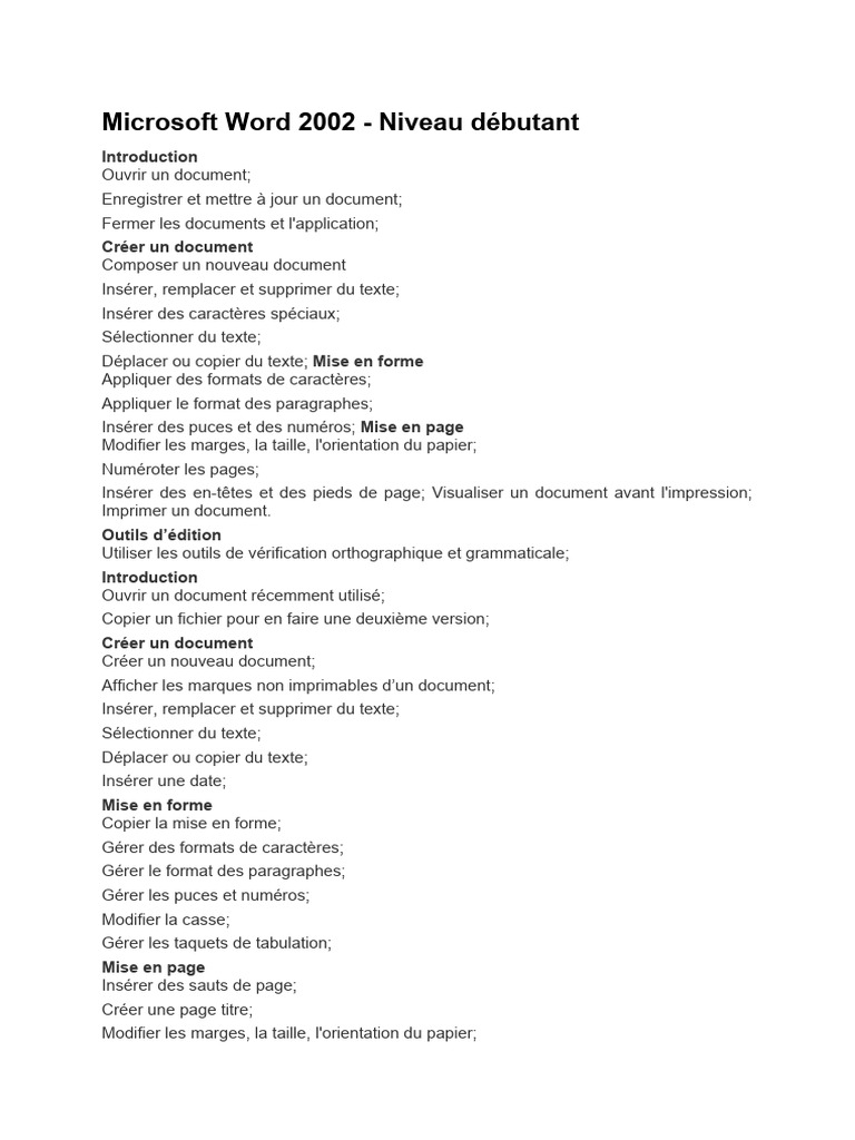 Guide débutant Microsoft Word 2002 | PDF | Évolution de carrière