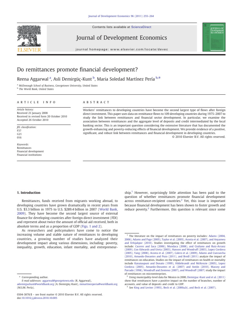 Remittances and Financial Development Link | PDF | Finance & Money ...