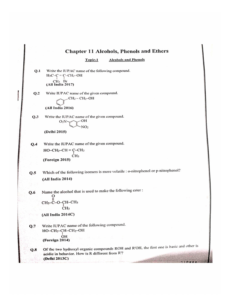 CH 11 Alcohol Phenol and Ether PDF | PDF