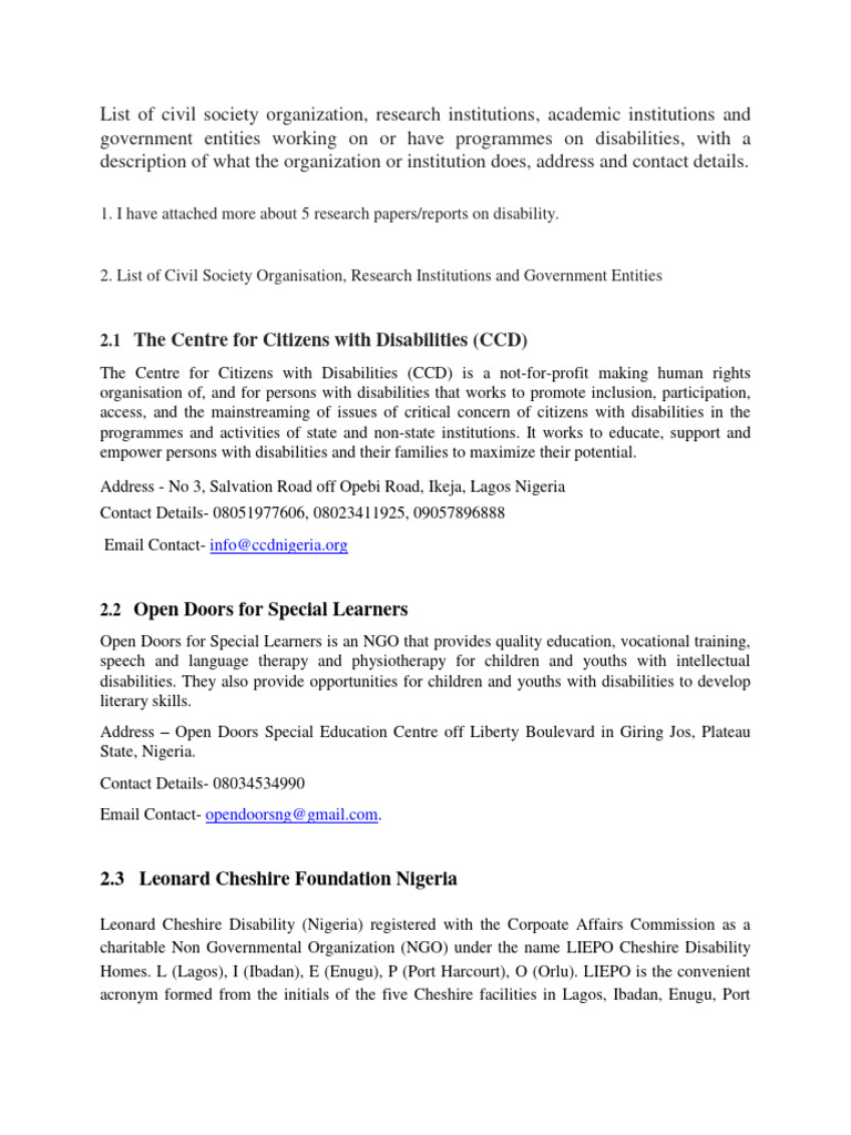 List Of 10 Voluntary Organisations In Nigeria