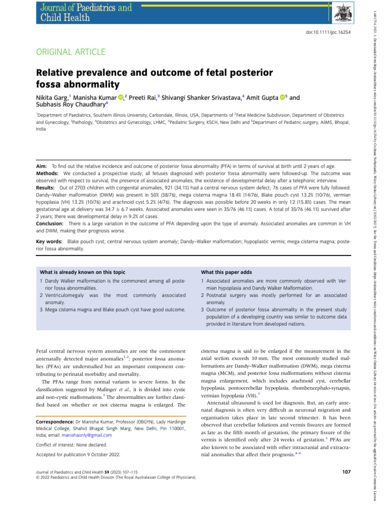 J Paediatrics Child Health - 2022 - Garg - Relative Prevalence and ...
