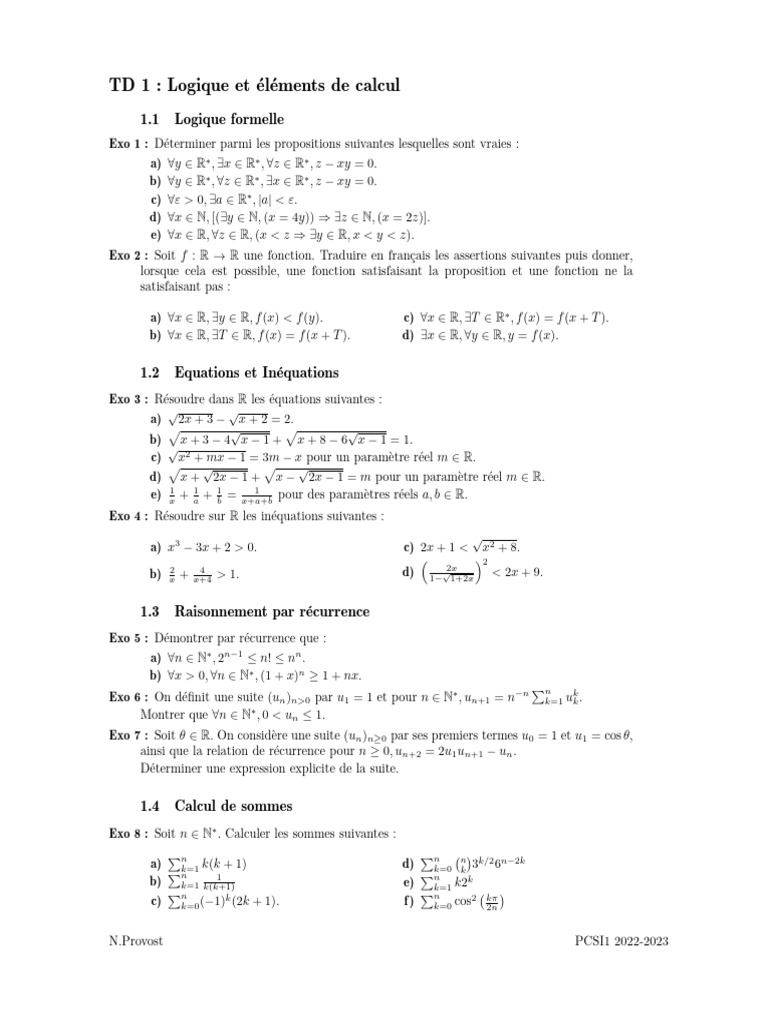 Calcul Et Logique – Les Bases De La Logique Cours – ESYRXH