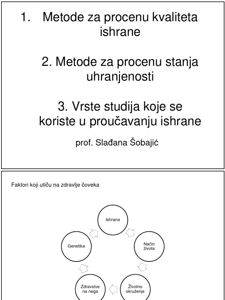 Predavanje - Metode Procena Kvaliteta Ishrane I Stanja Uhranjenosti ...