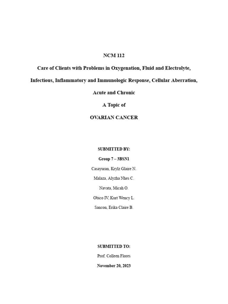 Ovarian Cancer Notes - G7 3BSN1 | PDF | Ovarian Cancer | Cancer