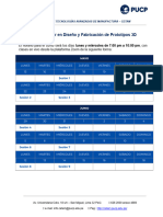 Horario Del Curso Taller en Diseño y Fabricación de Prototipos 3D