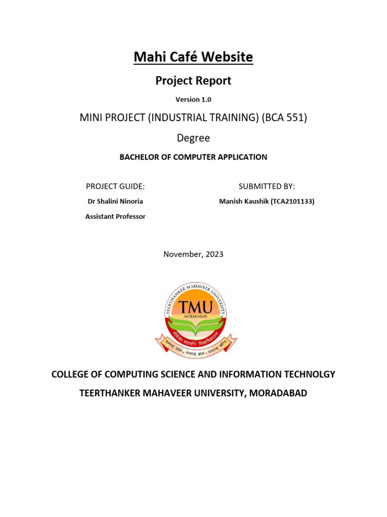 Mahi Café Website Project Report | PDF | Websites | User (Computing)