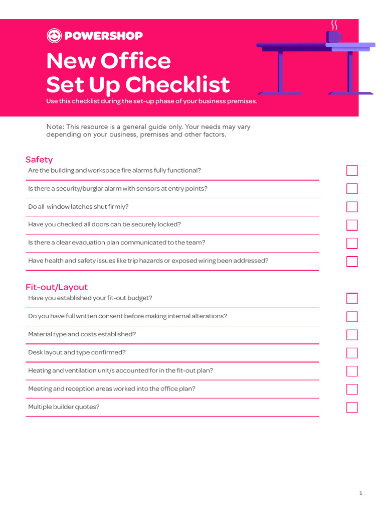 New Office Setup Checklist PDF Lighting Bathroom