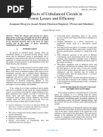 The Effects of Unbalanced Circuit in Power Losses and Efficieny