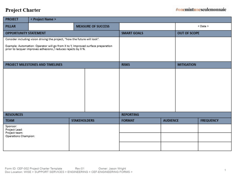 Project Charter Template for Engineering | PDF