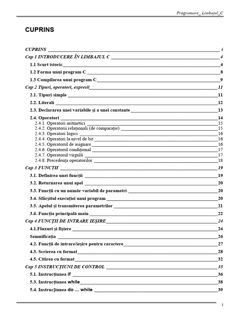Programare - Limbajul - C (Ro) (Gheorghe Grigoras) - 1st Edited | PDF