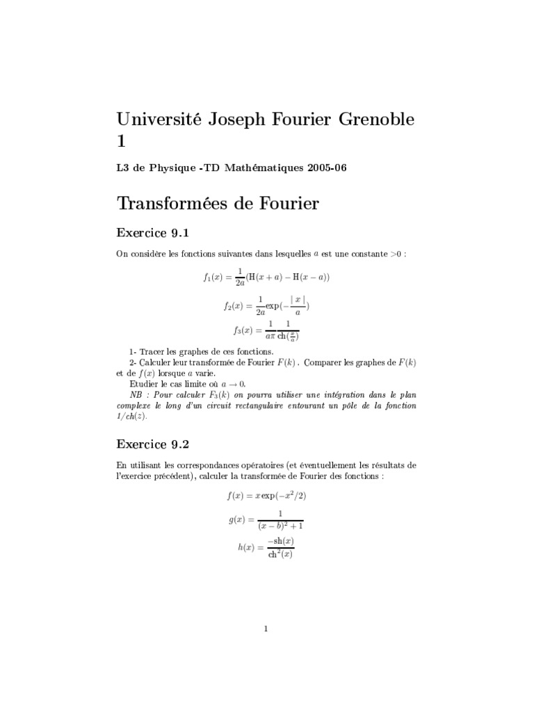 Td9 transform e de fourier pdf