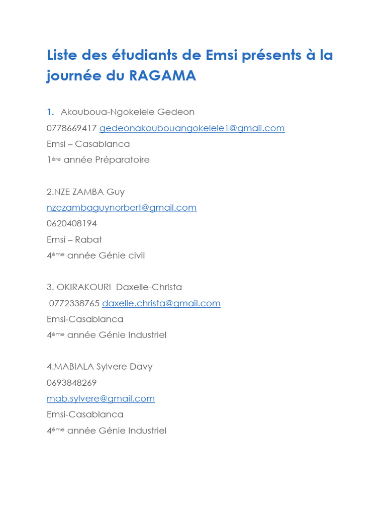 Liste Étudiants RAGAMA-4 | PDF