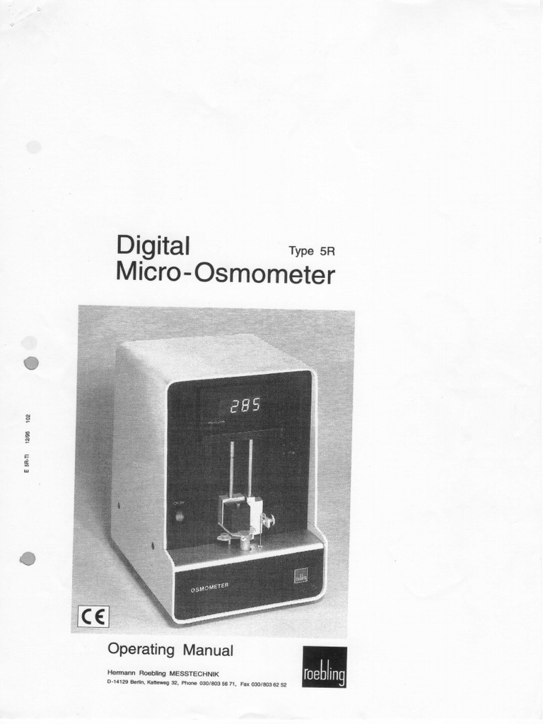Operating manual Roebling Micro osmometer Type 5R PDF