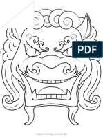 Chinese Lion Mask Outline Coloring Page