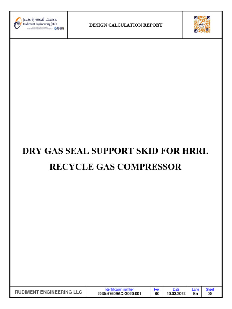 Hp Compressor Skid Design Calculation Report PDF Strength Of